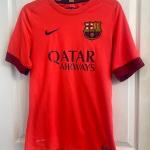 Nike FC Barcelona 2014 2015 Away Shirt Soccer Jersey Men Sz S Orange”Read”